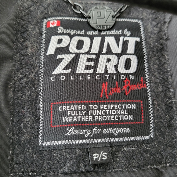 Point Zero black hooded cinched waist mid thigh zip up parka jacket Size S - Picture 12 of 12